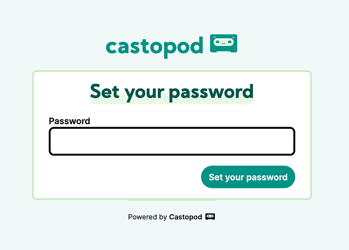 Page that requests a user to set a password